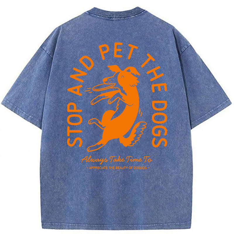 Hold On Stop And Pet The Dog Washed Unisex Tee