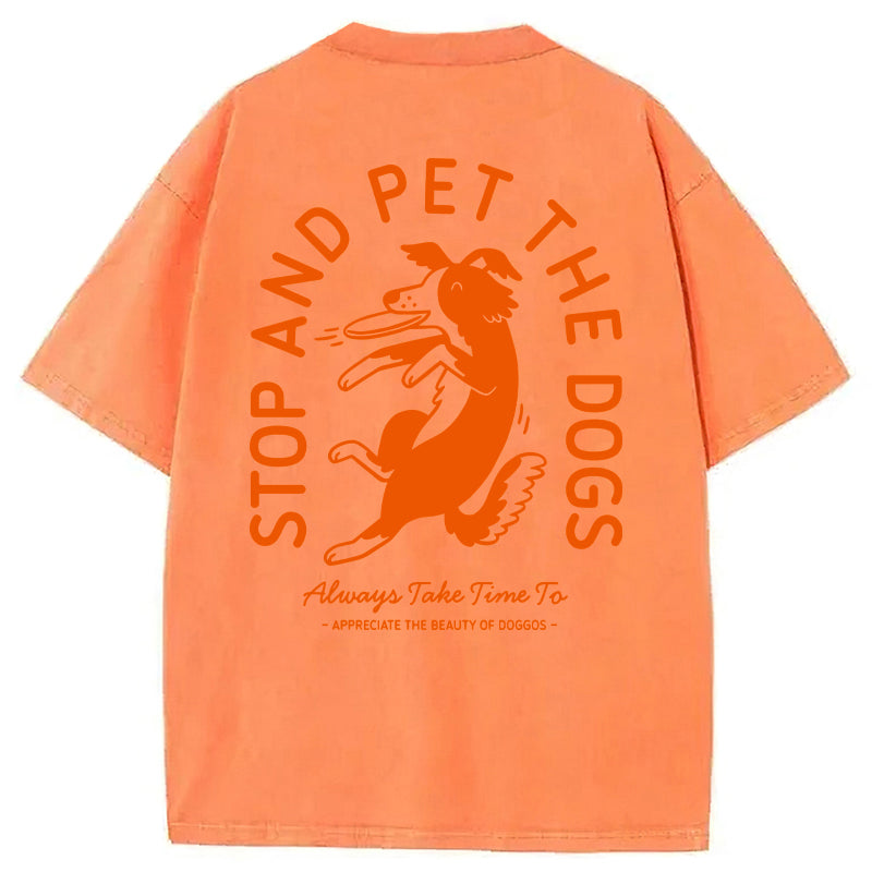 Hold On Stop And Pet The Dog Washed Unisex Tee