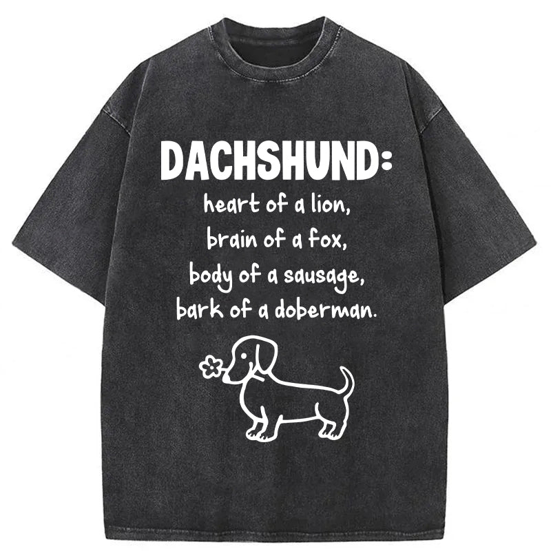 DACHSHUND Heart Of A Lion Washed Unisex Tee