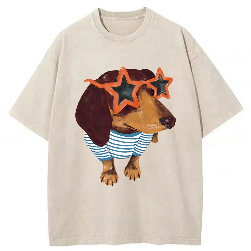 Dachshund Washed Unisex Tee