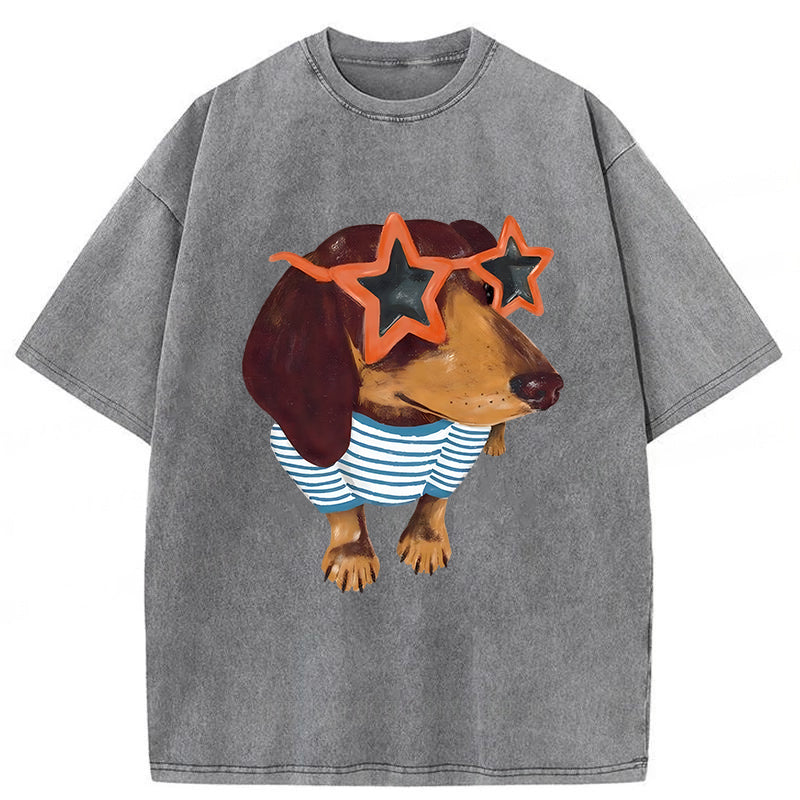Dachshund Washed Unisex Tee