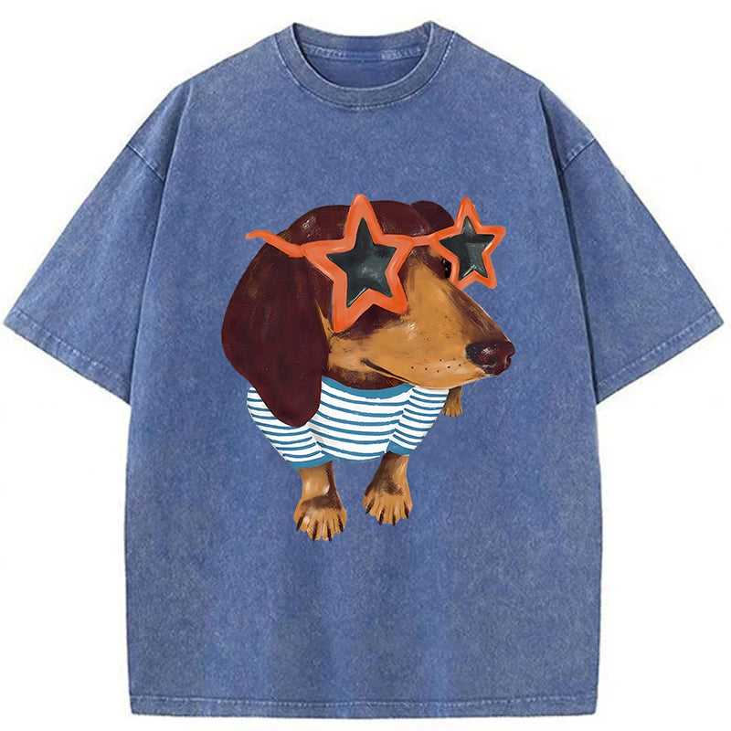 Dachshund Washed Unisex Tee