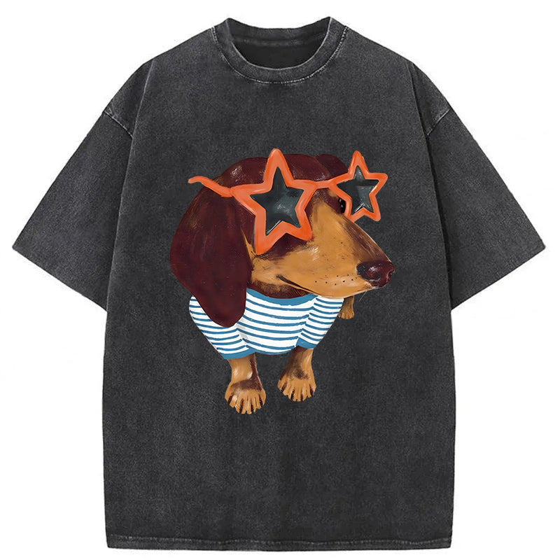 Dachshund Washed Unisex Tee
