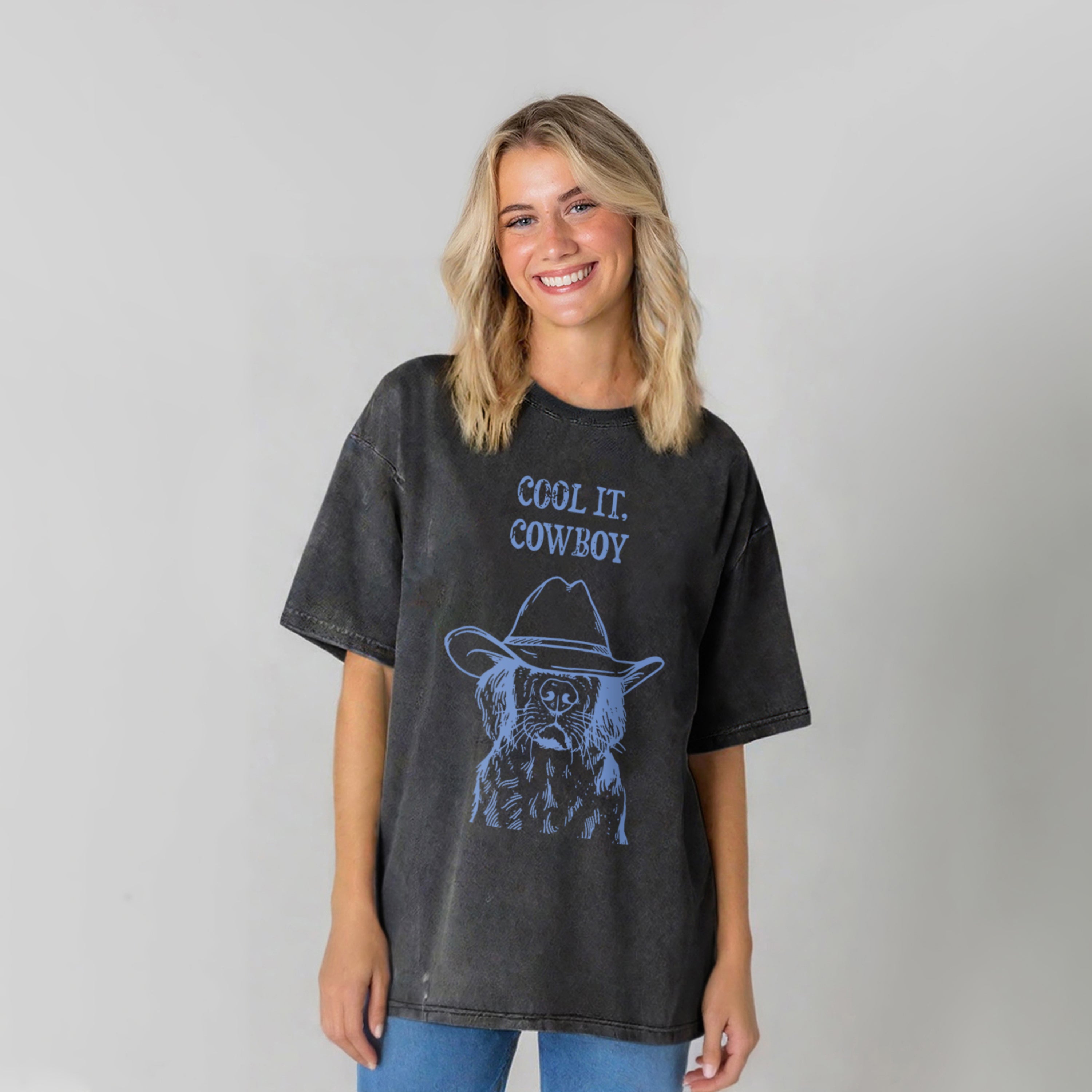 Cool It Cowboy Golden Retriever Washed Unisex Tee