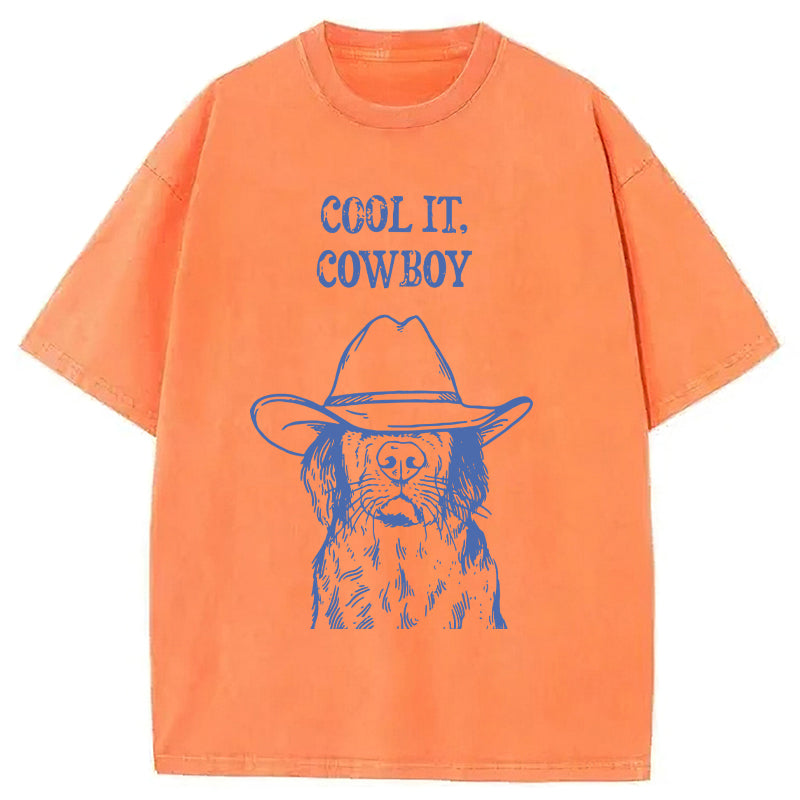 Cool It Cowboy Golden Retriever Washed Unisex Tee