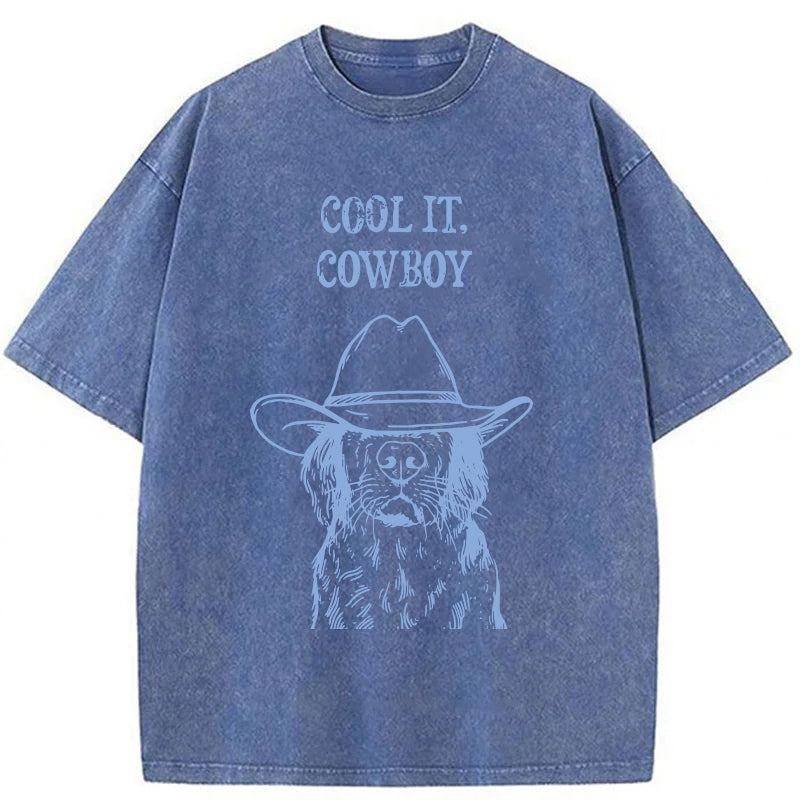 Cool It Cowboy Golden Retriever Washed Unisex Tee