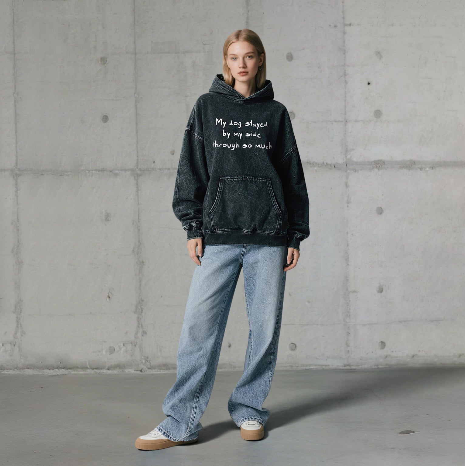 My Dog Stayed By My Side Washed Unisex Hoodie