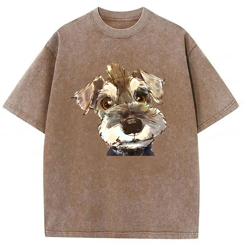 Cute Dogs Drawing Washed Unisex Tee