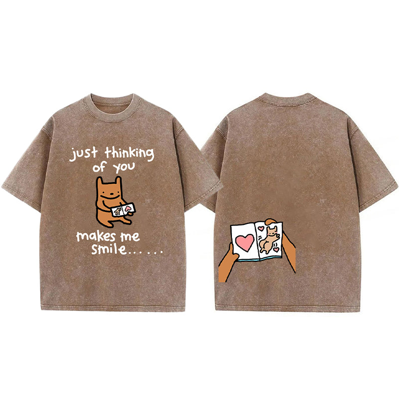 Just Thinking Of You Makes Me Smile Washed Unisex Tee