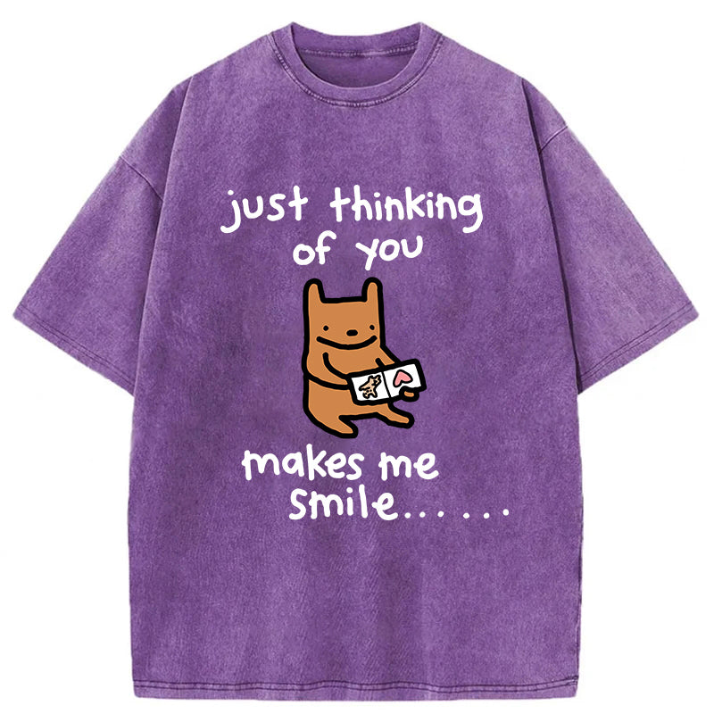 Just Thinking Of You Makes Me Smile Washed Unisex Tee