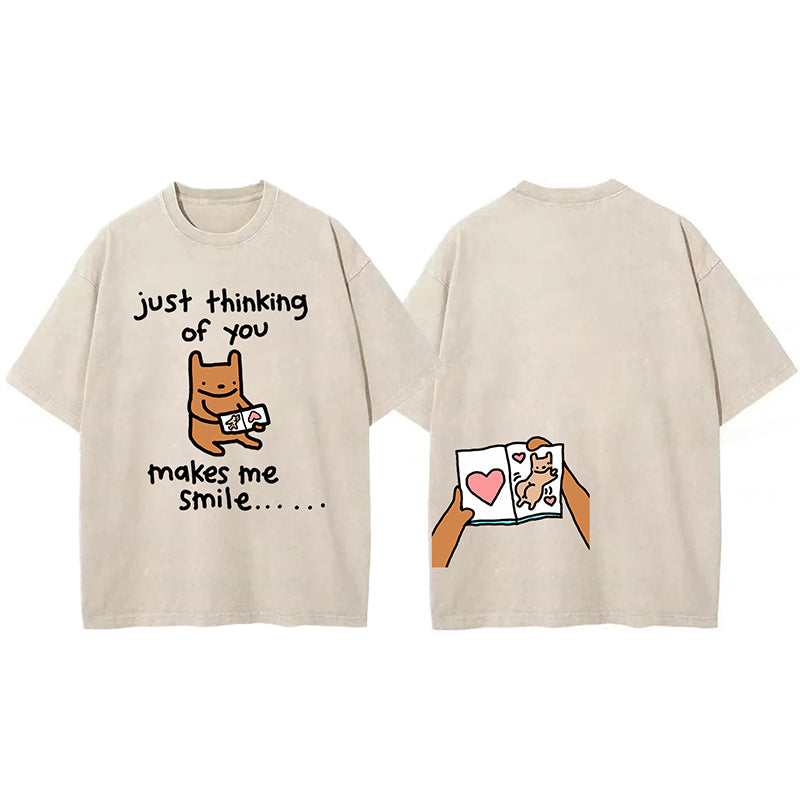 Just Thinking Of You Makes Me Smile Washed Unisex Tee