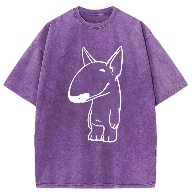 Funny Bull Terrier Sketch Washed Unisex Tee