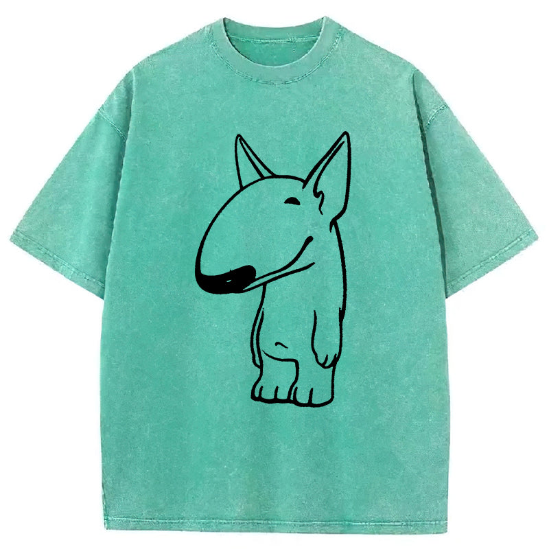 Funny Bull Terrier Sketch Washed Unisex Tee
