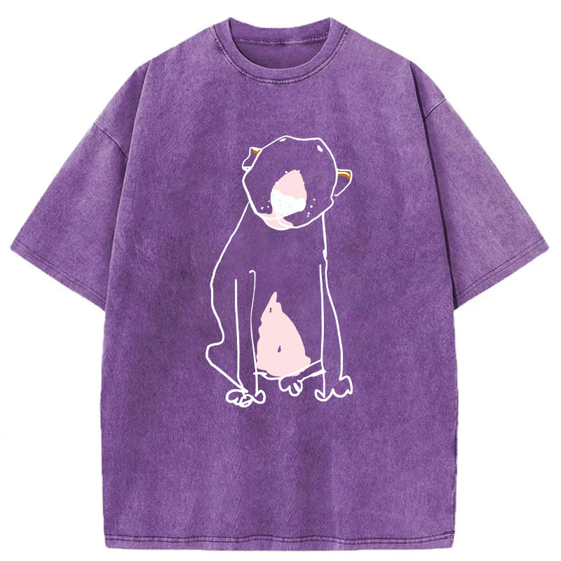 Funny Bull Terrier Sketch Washed Unisex Tee