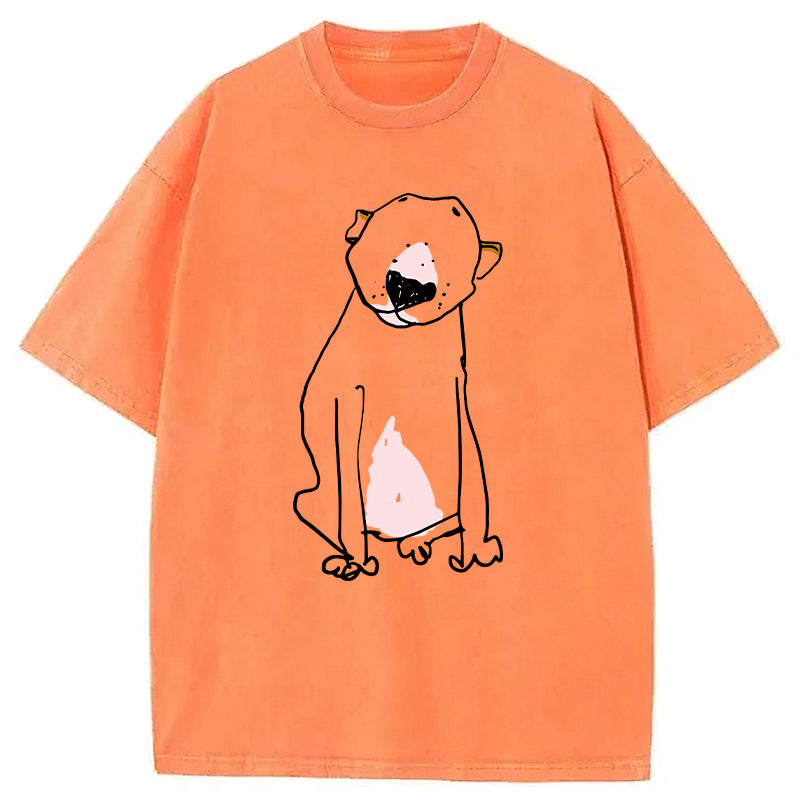 Funny Bull Terrier Sketch Washed Unisex Tee