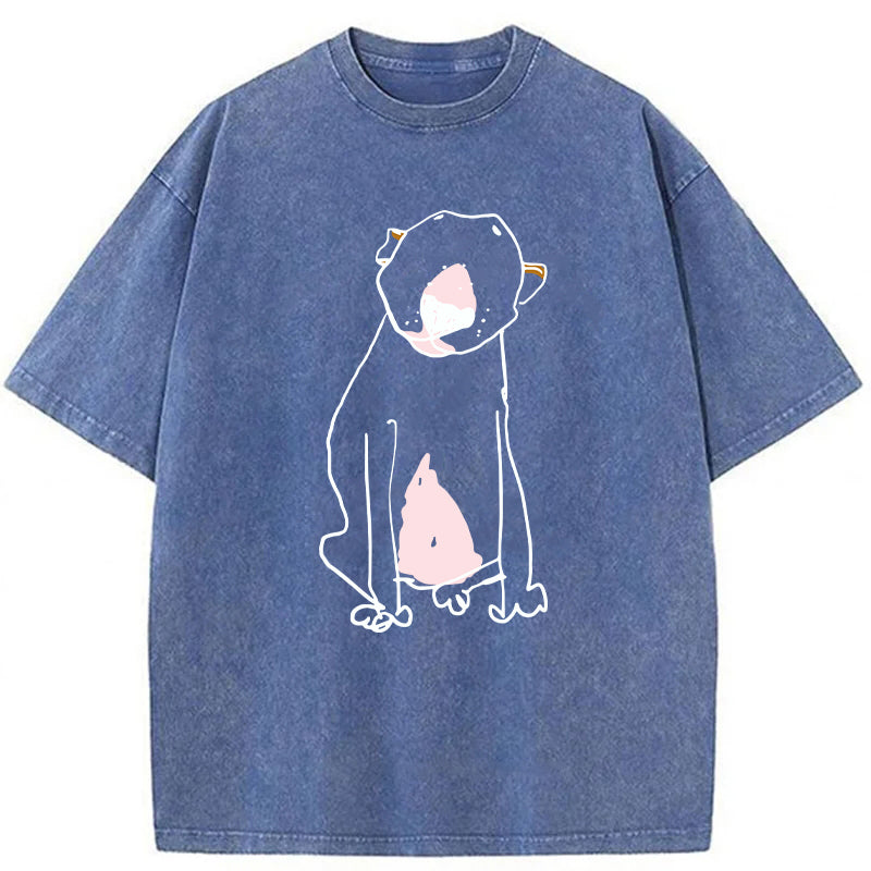 Funny Bull Terrier Sketch Washed Unisex Tee