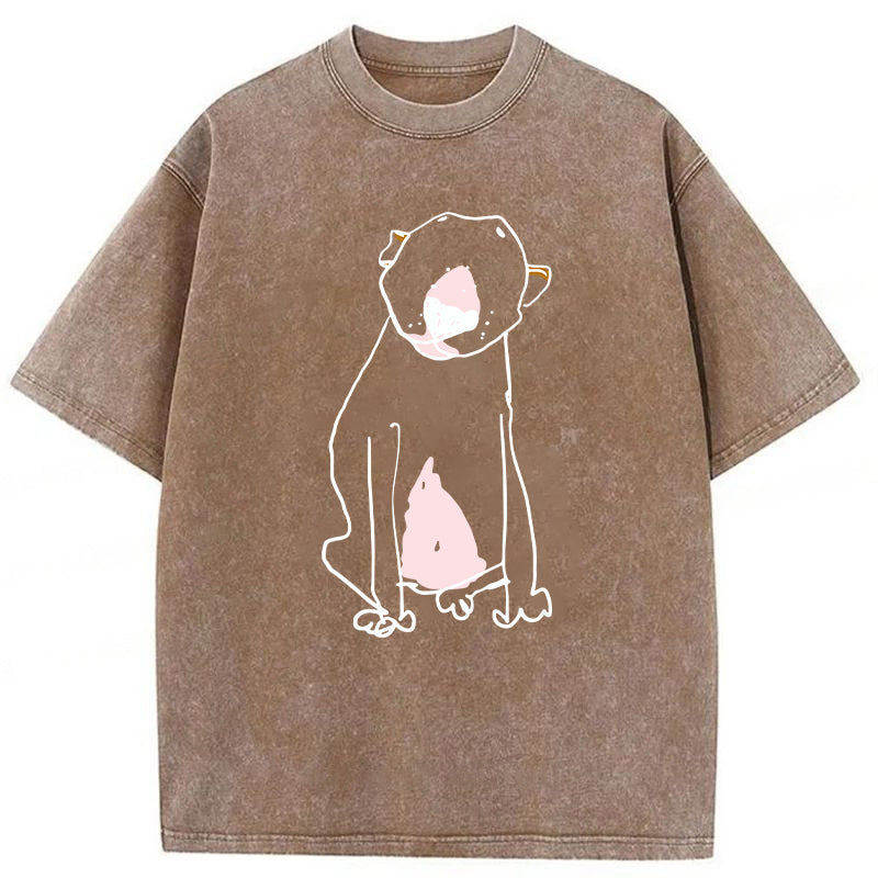 Funny Bull Terrier Sketch Washed Unisex Tee