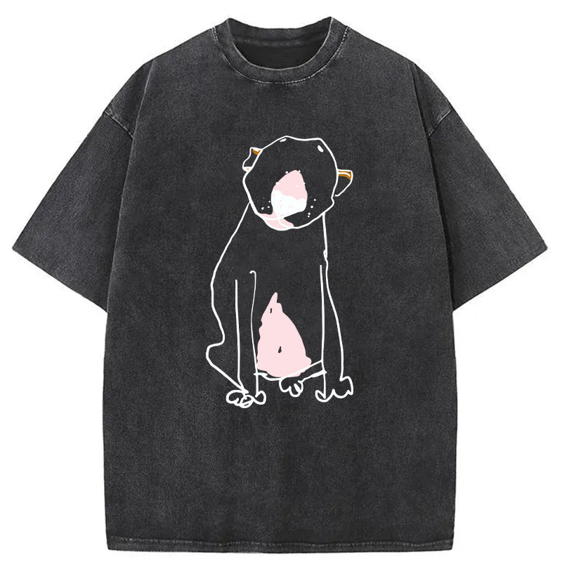 Funny Bull Terrier Sketch Washed Unisex Tee