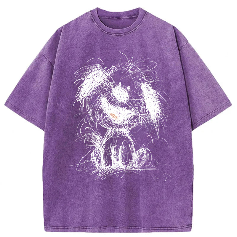 Cute Dogs Drawing Washed Unisex Tee