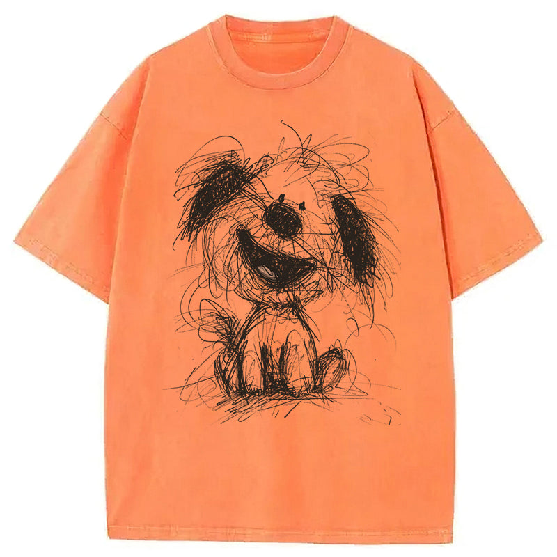 Cute Dogs Drawing Washed Unisex Tee