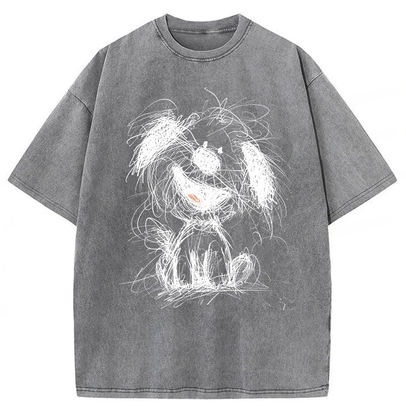 Cute Dogs Drawing Washed Unisex Tee