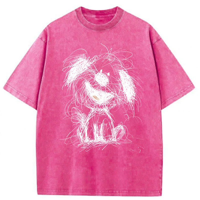 Cute Dogs Drawing Washed Unisex Tee