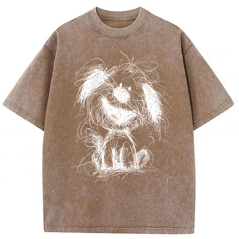 Cute Dogs Drawing Washed Unisex Tee