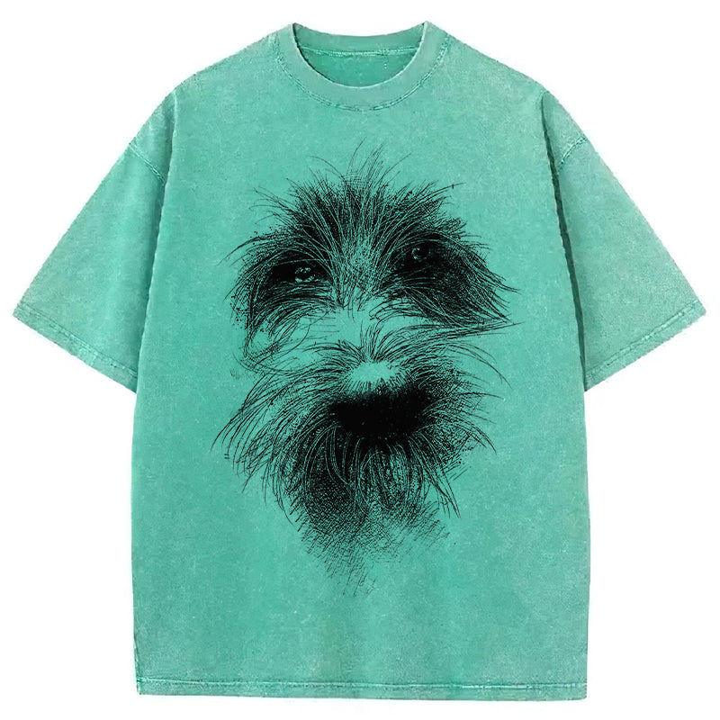 Cute Dogs Drawing Washed Unisex Tee