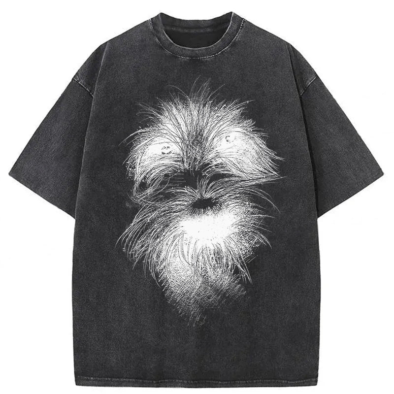 Cute Dogs Drawing Washed Unisex Tee