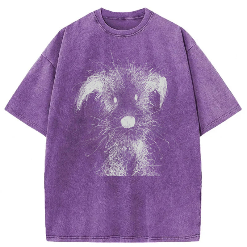 Cute Dogs Drawing Washed Unisex Tee