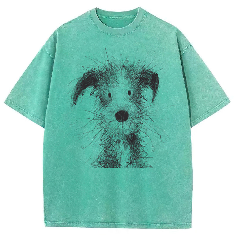 Cute Dogs Drawing Washed Unisex Tee