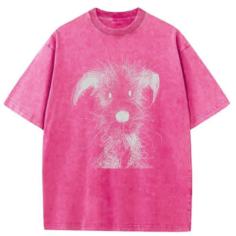 Cute Dogs Drawing Washed Unisex Tee