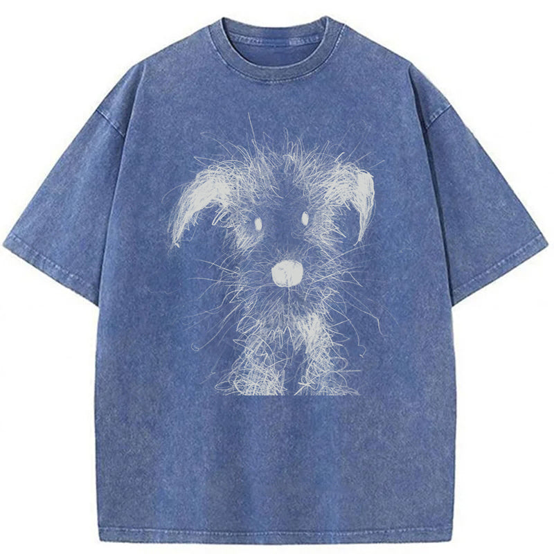 Cute Dogs Drawing Washed Unisex Tee