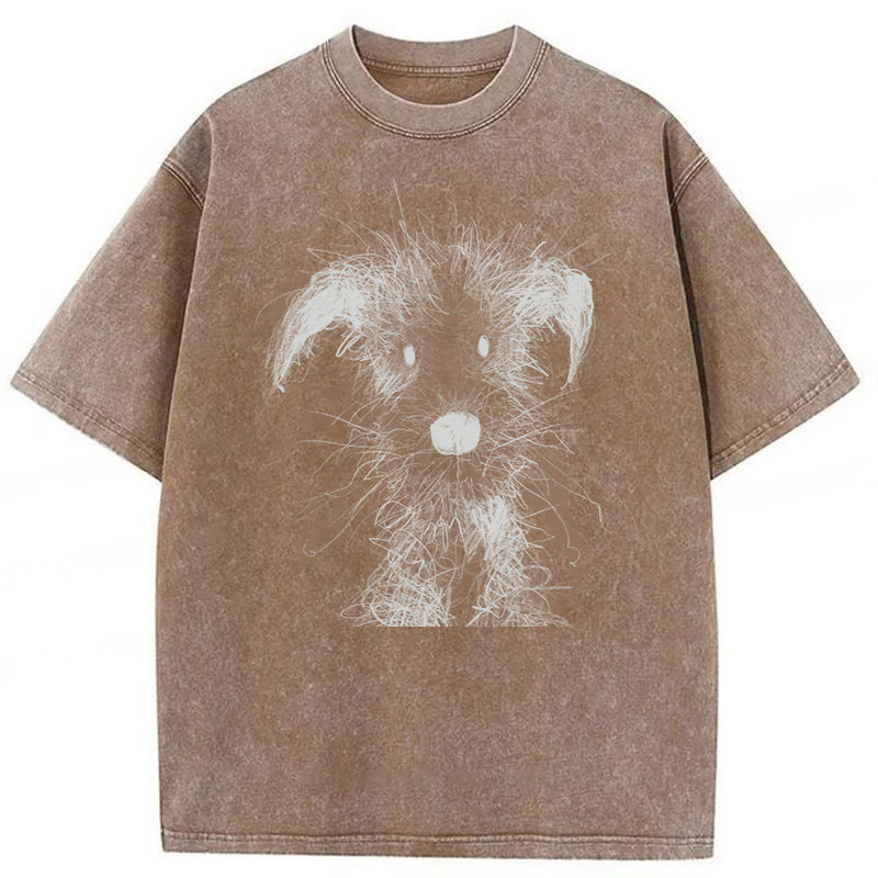 Cute Dogs Drawing Washed Unisex Tee