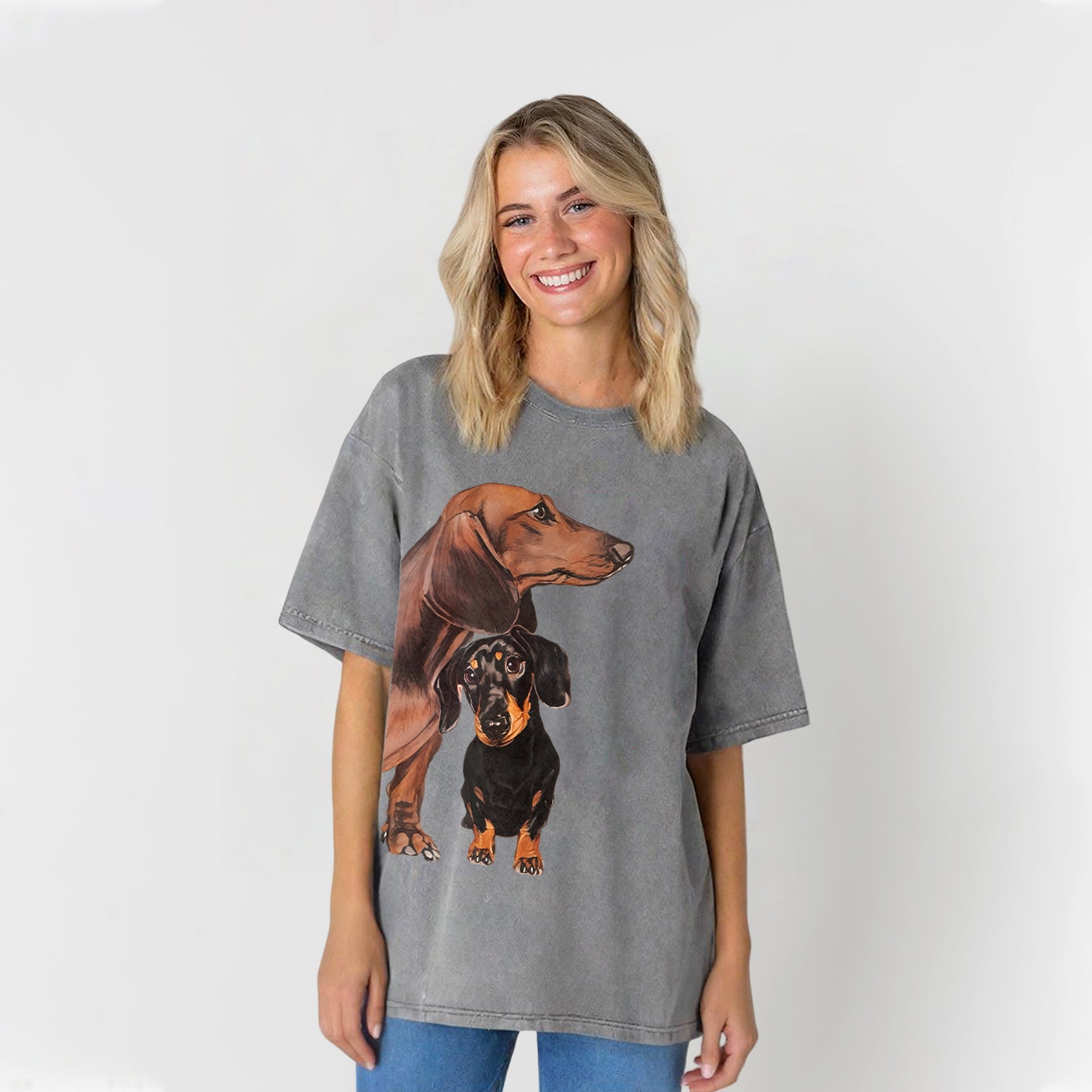 Cute Dachshund Washed Unisex Tee