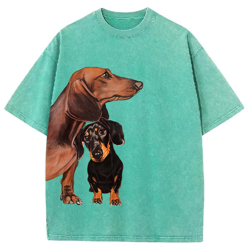Cute Dachshund Washed Unisex Tee