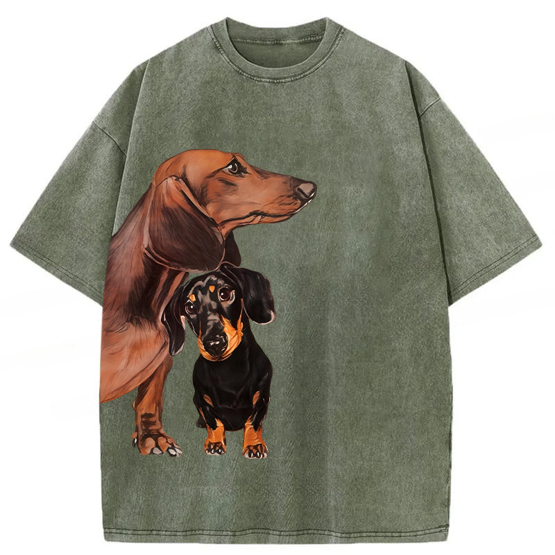 Cute Dachshund Washed Unisex Tee