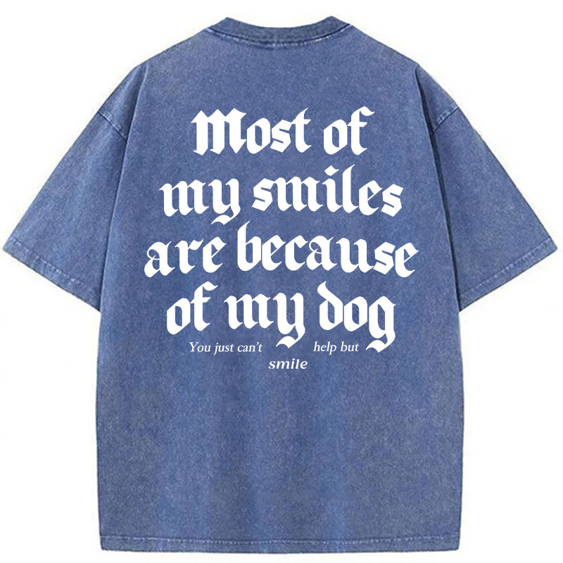 Most Of My Smiles Are Because Of My Dog Washed Unisex Tee