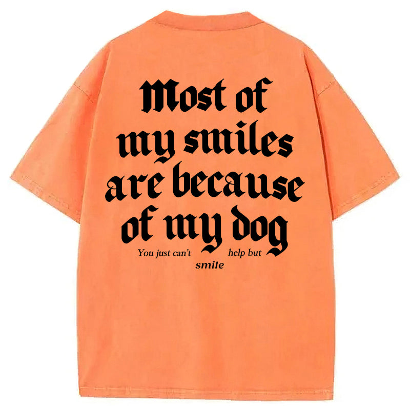 Most Of My Smiles Are Because Of My Dog Washed Unisex Tee