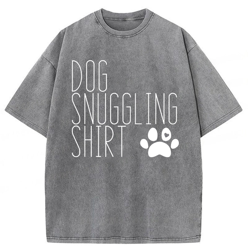 Dog Snuggling Washed Unisex Tee
