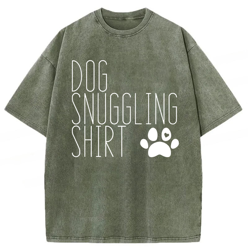 Dog Snuggling Washed Unisex Tee