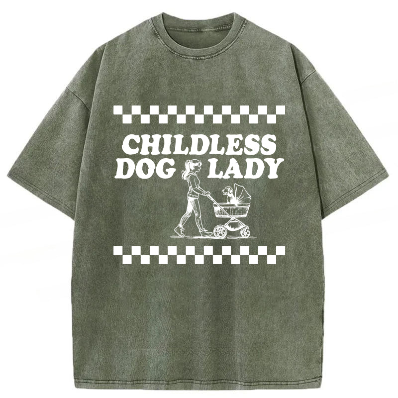 Childless Dog Lady Washed Unisex Tee