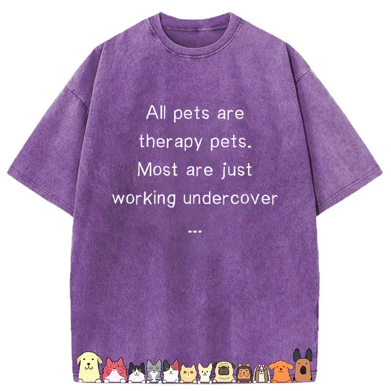 All Pets Are Therapy Pets Washed Unisex Tee