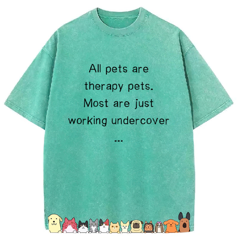 All Pets Are Therapy Pets Washed Unisex Tee