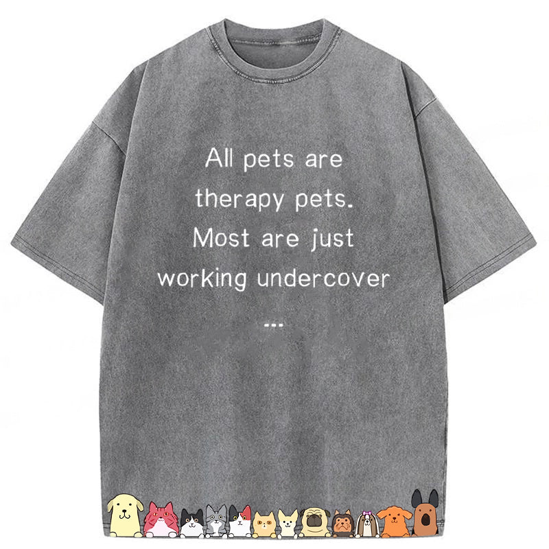 All Pets Are Therapy Pets Washed Unisex Tee
