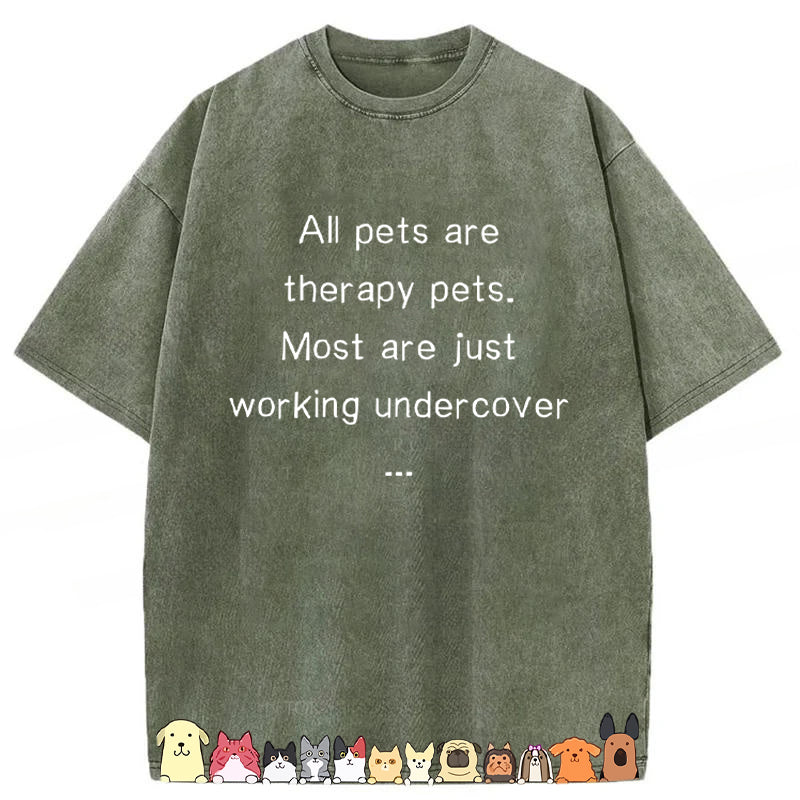 All Pets Are Therapy Pets Washed Unisex Tee