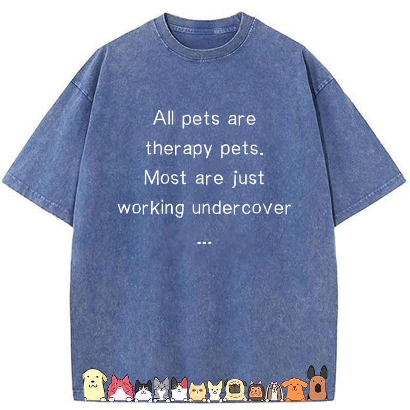 All Pets Are Therapy Pets Washed Unisex Tee