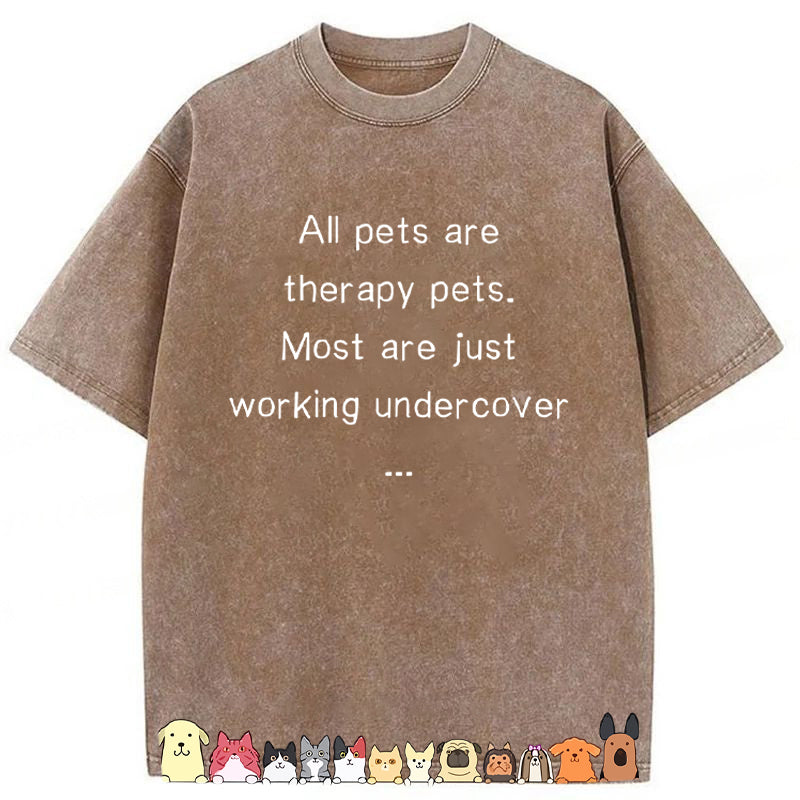 All Pets Are Therapy Pets Washed Unisex Tee