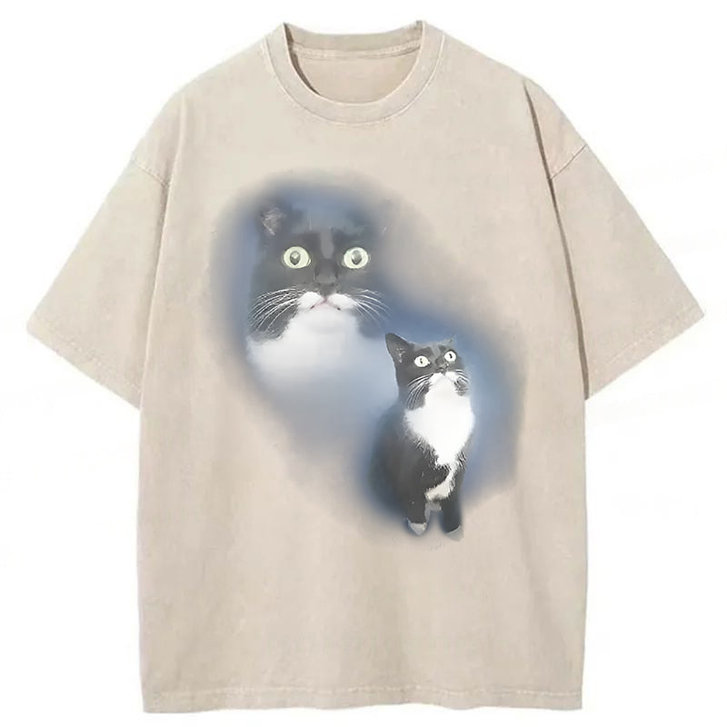 Pet Cat Portrait Washed Unisex Tee