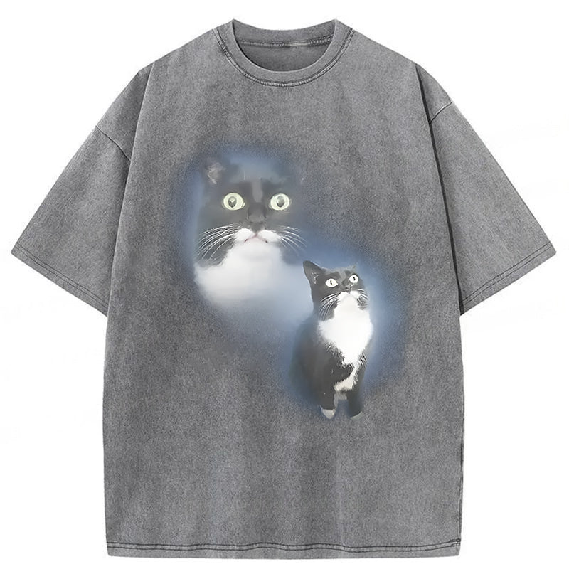Pet Cat Portrait Washed Unisex Tee